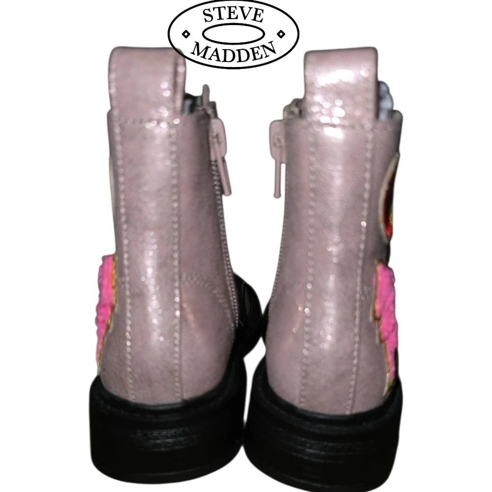STEVE MADDEN Patches Combat Boot Patches Pink New Girls Size 8